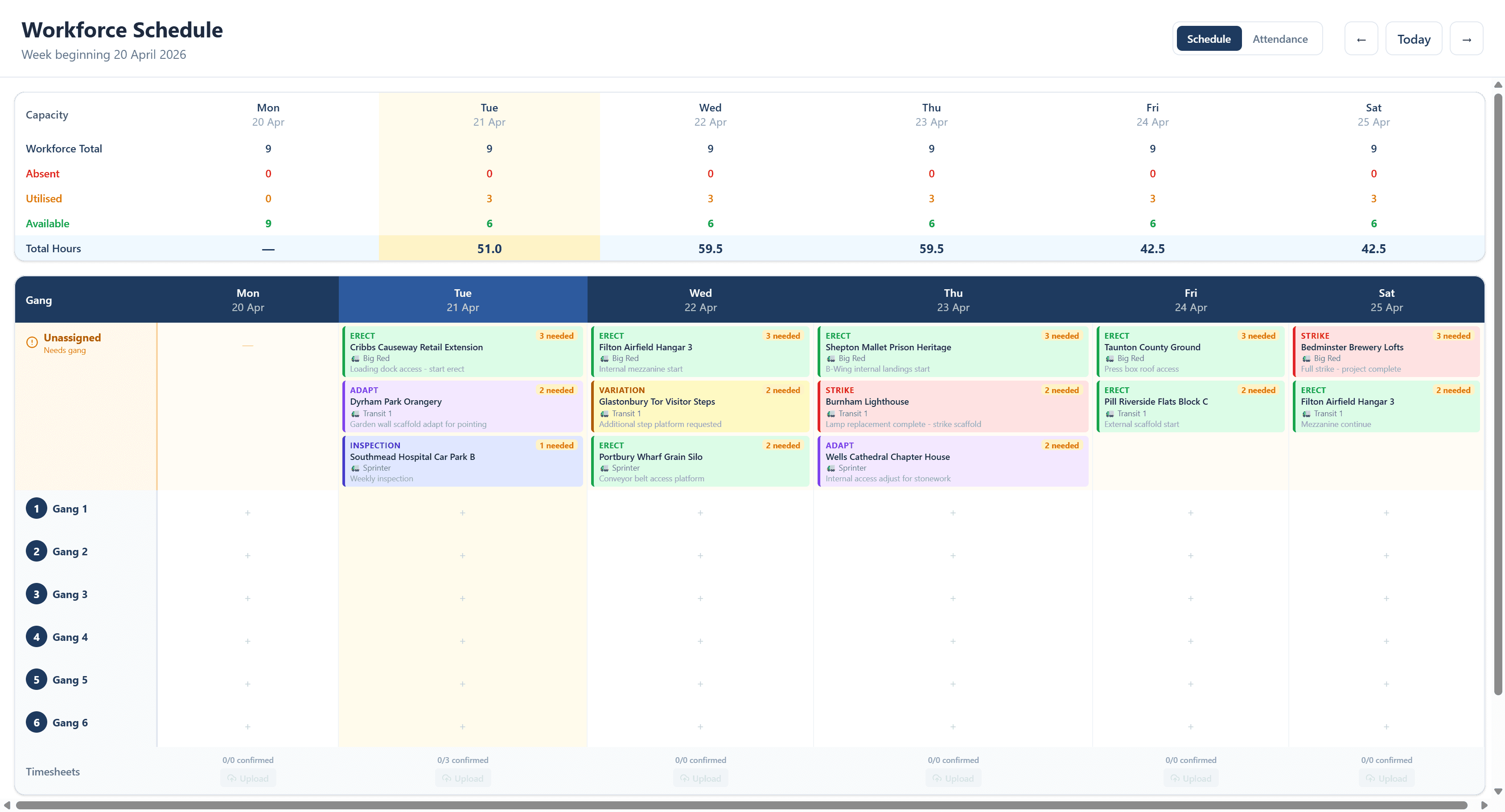Workforce Schedule
